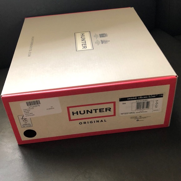 NWT Hunter Original Gloss Chelsea Boots Boat Blue - Picture 4 of 5